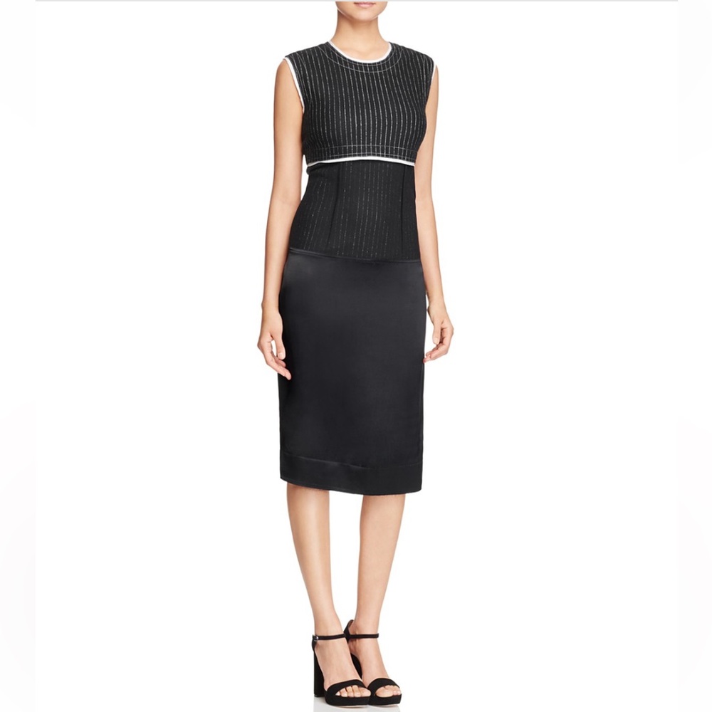Pinstripe Mixed Media Sheath Dress by DKNY size 0